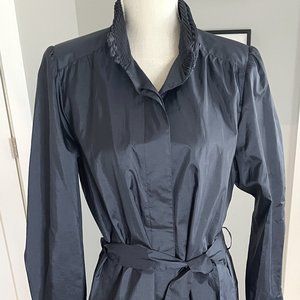 Alorna Petite Navy Blue Vintage Rain Coat Trench Coat